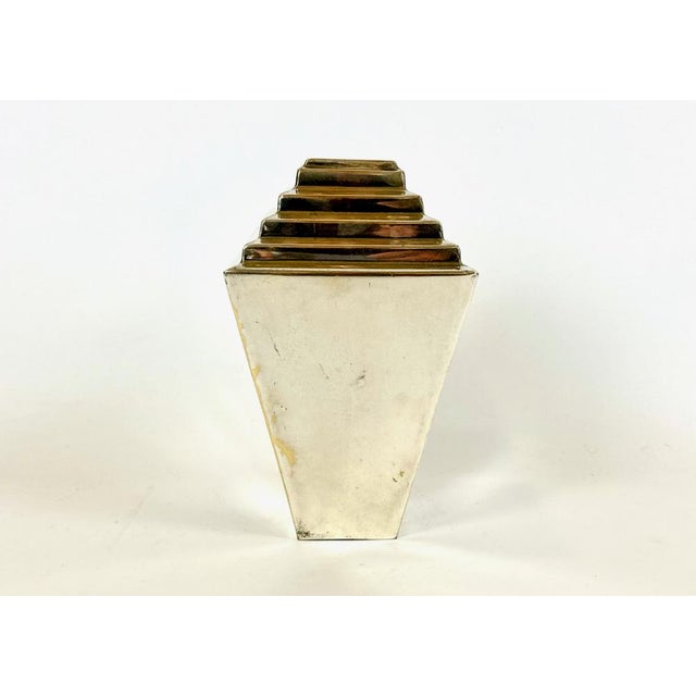Metal Art Deco Silver-Plated Vase, 1950s For Sale - Image 7 of 13
