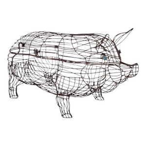 Monumental Vintage Folk Art Wire Hog Rustic Garden Sculpture