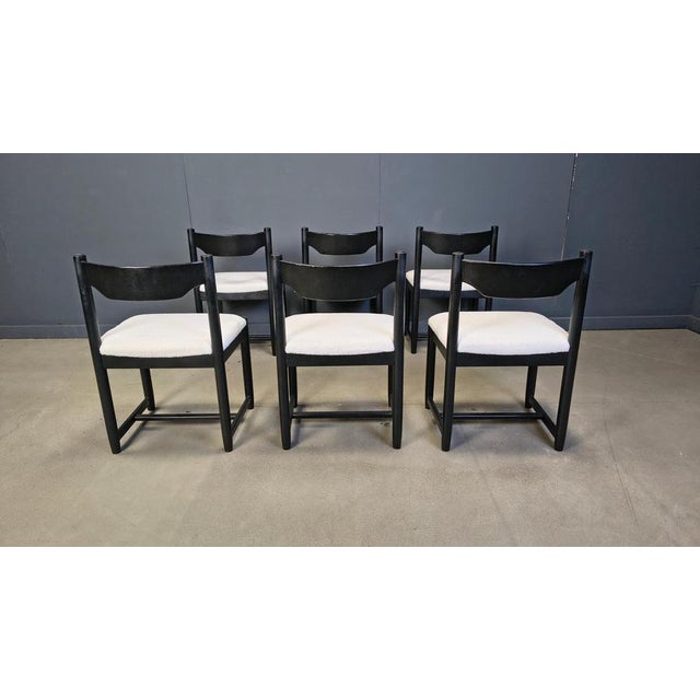 Vintage Black Wooden Dining Chairs, 1970s, Set of 6 For Sale - Image 6 of 15