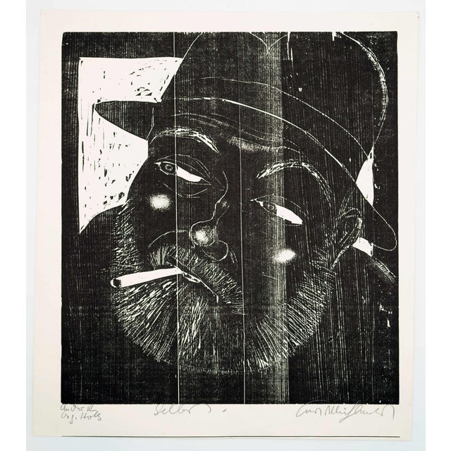 Modern Kurt Mühlenhaupt, Self, 1975, Woodcut For Sale - Image 3 of 4