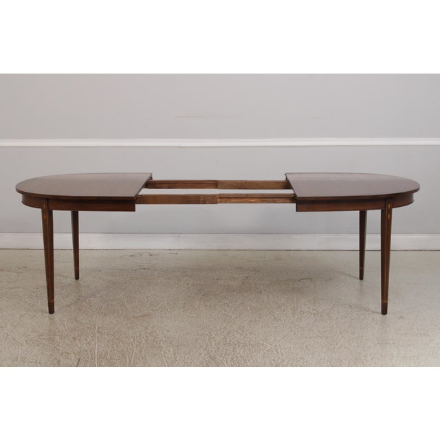 Henkel Harris Walnut Inlaid Oval Dining Table For Sale - Image 10 of 17