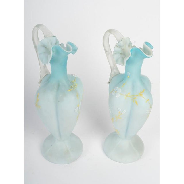 Early 20th Century Enameled Opaline Ewers, Set of 2 For Sale - Image 6 of 9