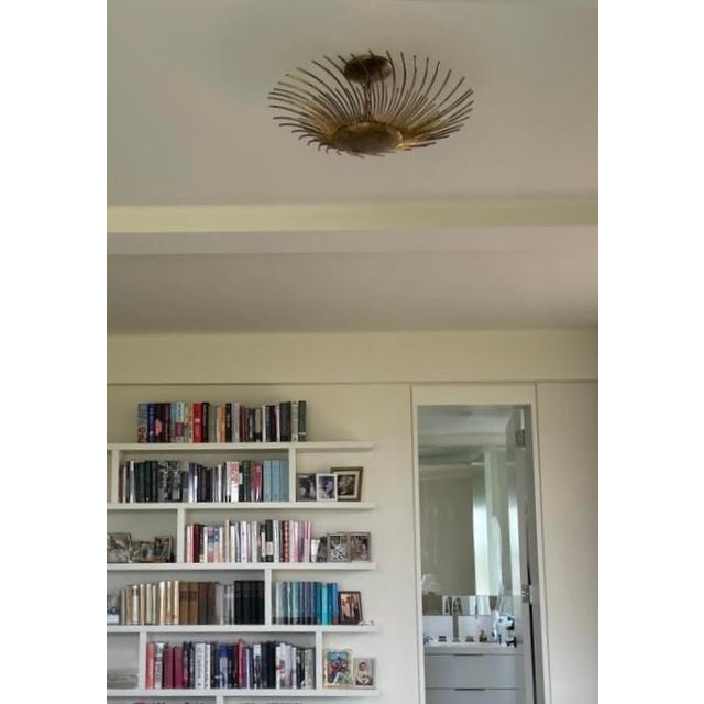 Mid-Century Modern Vintage Brass Pendant With Great Patina Fully Wired and Ready to Hang For Sale - Image 3 of 5