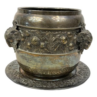 Vintage Silver Metal Ice and Champagne Bucket, 1950s, Set of 2 For Sale