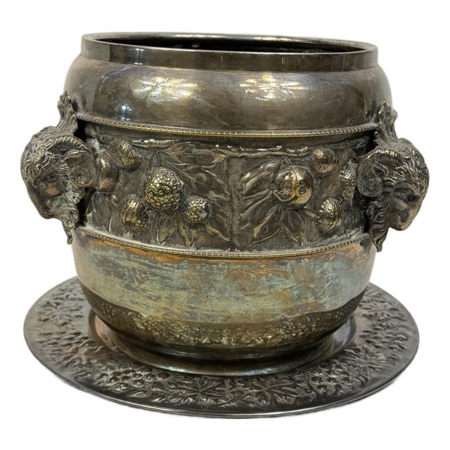 Vintage Silver Metal Ice and Champagne Bucket, 1950s, Set of 2 For Sale