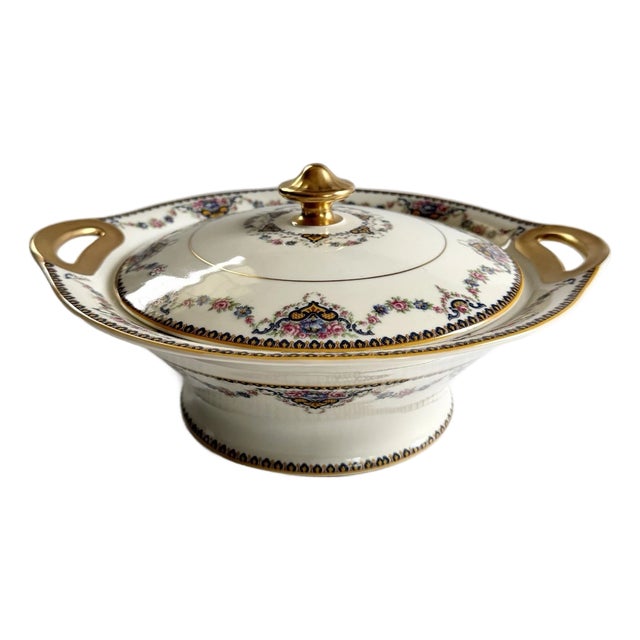 Mid 20th Century Theodore Haviland Dora Covered Vegetable Serving Dish Bowl Floral Limoges France For Sale