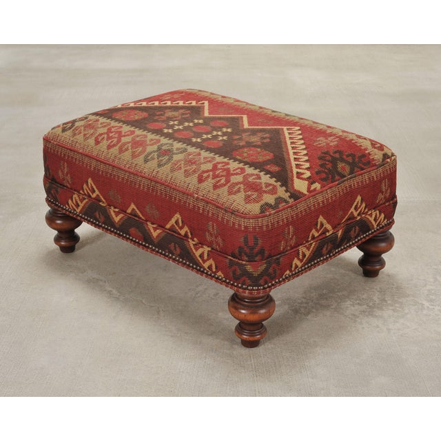 King Ranch Kilim Rug Style Upholstered Lounge Chair + Ottoman For Sale - Image 16 of 18
