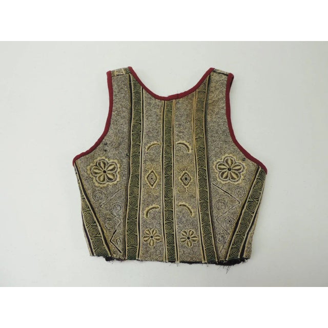 Vintage Green & Gold Small Child's Persian Embroidered Vest. Size: 13"W x 14"H x 2"D