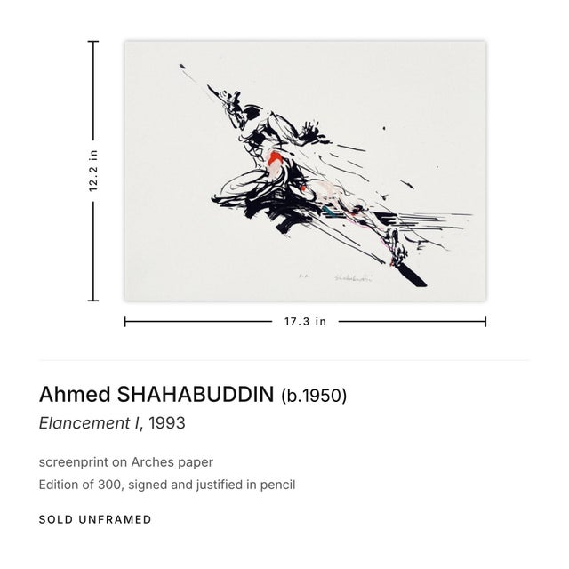 Contemporary 1993 Ahmed Shahabuddin Elancement I Signed Screenprint For Sale - Image 3 of 3
