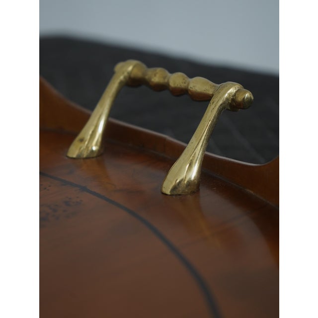 Adam Style Birdseye Maple Top Scalloped Serving Tray For Sale In Philadelphia - Image 6 of 9