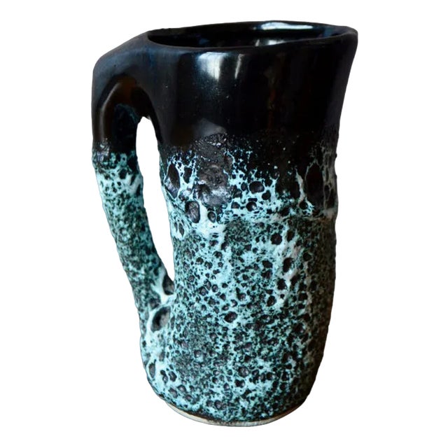 Black and Orange Vase in Free Shape For Sale