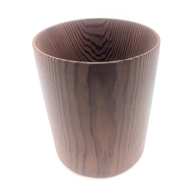 Offered is a carved and lathed cylindrical bowl or canister that has an interior convex bottom. There is no visible...