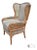 Vtg. Ethan Allen Tommy Bahama Style Cane Wingback Chair W/Herringbone Fabric For Sale