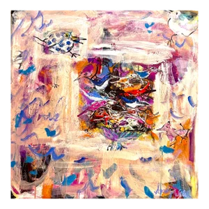 "Birds at My Window" Original Abstract Bird Painting by Sandy Welch