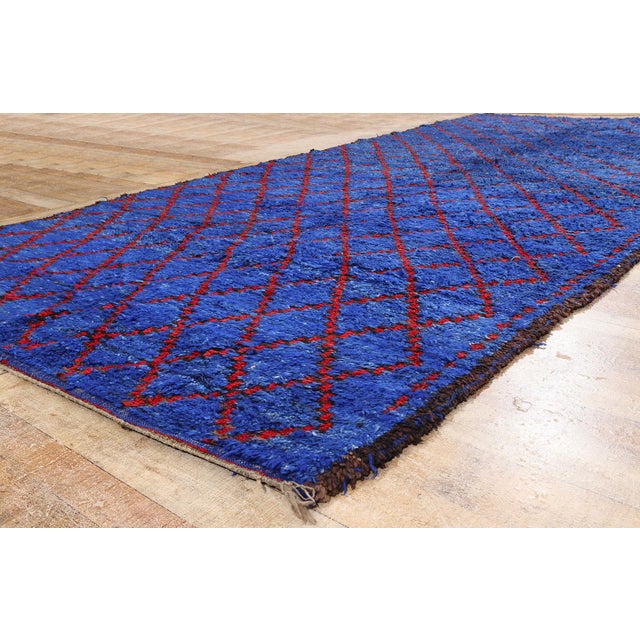 Blue Vintage Beni M'Guild Moroccan Rug, 06'08 X 13'09 For Sale - Image 8 of 10