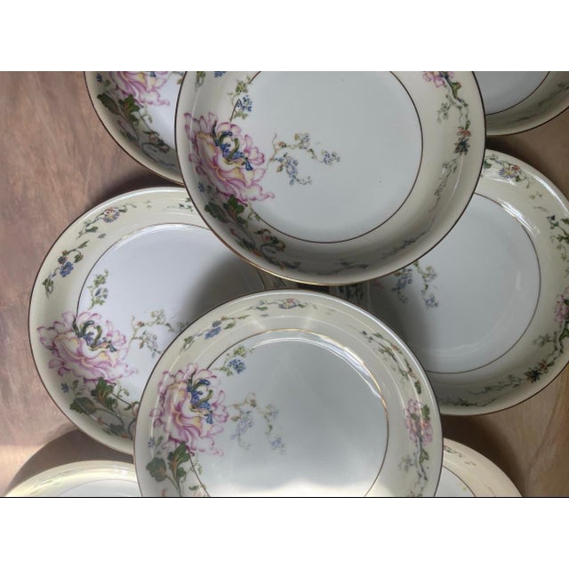 1950s Vintage Czechoslovakian Epiag Floral Yellow and Pink 7.75” Bowls Garden Party Chic - Set of Eight (8) For Sale - Image 5 of 10