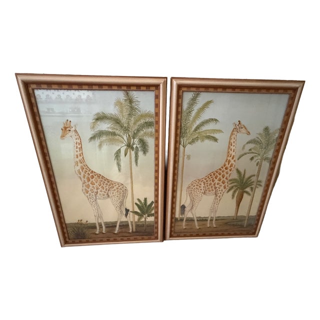 Unknwon, Giraffe Prints, 1990s, Wood & Paper, Framed For Sale