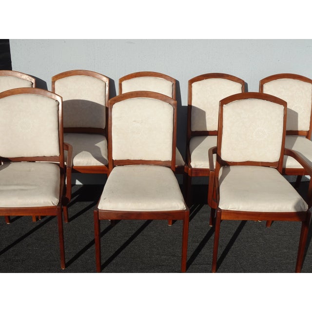 1960s Set of Eight Vintage Mid Century Modern Brown Saltman Walnut Dining Room Chairs For Sale - Image 5 of 12