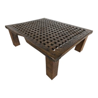 Antique French Oak Grate Coffee Table For Sale