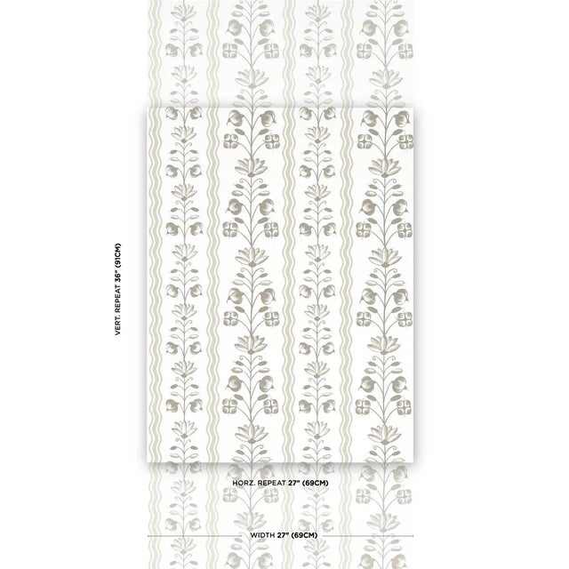A charming combination of stylized flowers and curvy multi-width stripes, Delft Waves is a useful mid-scale pattern...