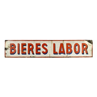 Vintage Enamel Sign Advertising Bières Labor For Sale