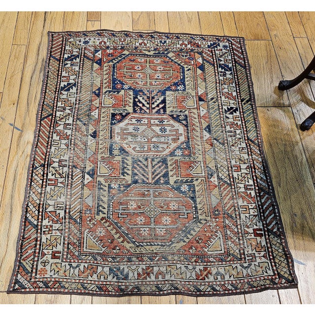 Antique Caucasian Shirvan Area Rug, Wool Pile, Geometric Pattern, 1880s, 4' x 5' For Sale - Image 11 of 18