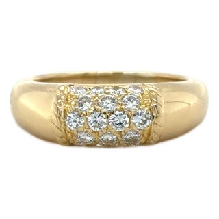 Vintage Van Cleef & Arpels, Diamond "Philippine" Ring, 18k Yellow Gold, Size 6.5 For Sale