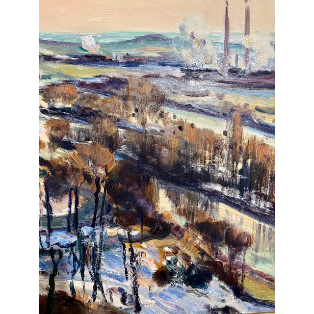 Gaston Sebire, French Post Impressionist Oil Painting Winter Scene, Seine River Gaston Sebire, c.1960 For Sale - Image 16 of 18