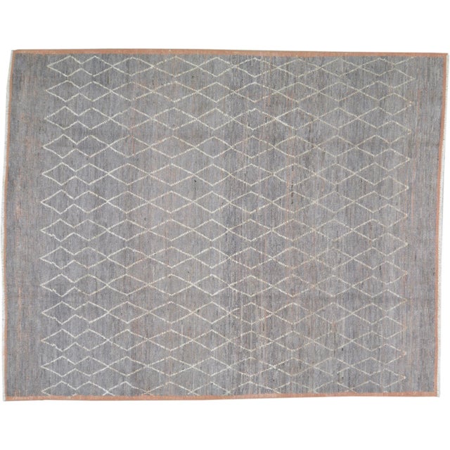 Textile Moroccan Hand Knotted Beni Ourain Rug With Natural Color Organic Wool and Soft Texture,8'2"x10'3" For Sale - Image 7 of 7