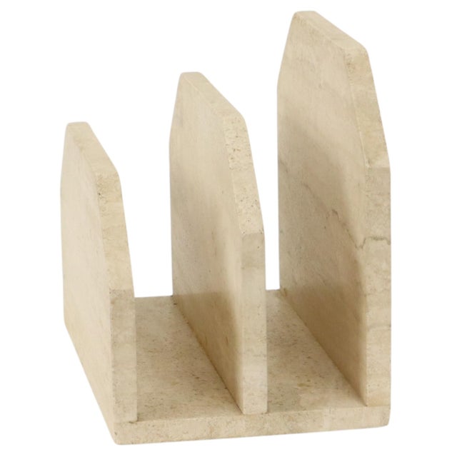 Mid-Century Modern Vintage Travertine Magazine Rack, 1970s For Sale - Image 3 of 18