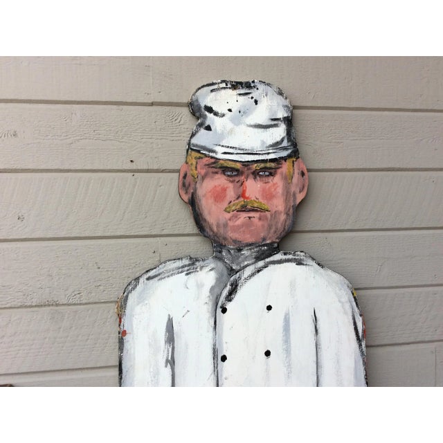 Vintage Late 20th Century French Wood Painted Two Sided Chef Sign For Sale - Image 6 of 13