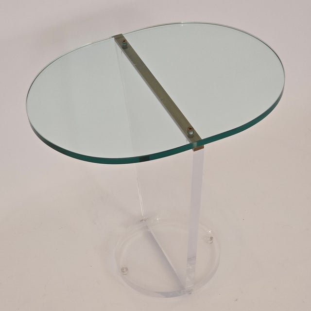 Contemporary Aziz Designs Custom Glass/Lucite Accent Table For Sale - Image 3 of 9