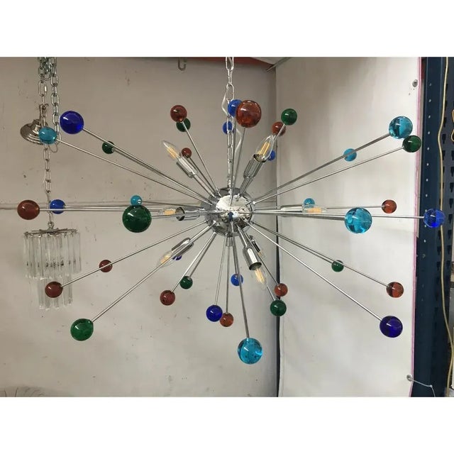 Contemporary Murano Style Glass Sputnik Multicolors Italian Handmade Chandelier For Sale - Image 3 of 9