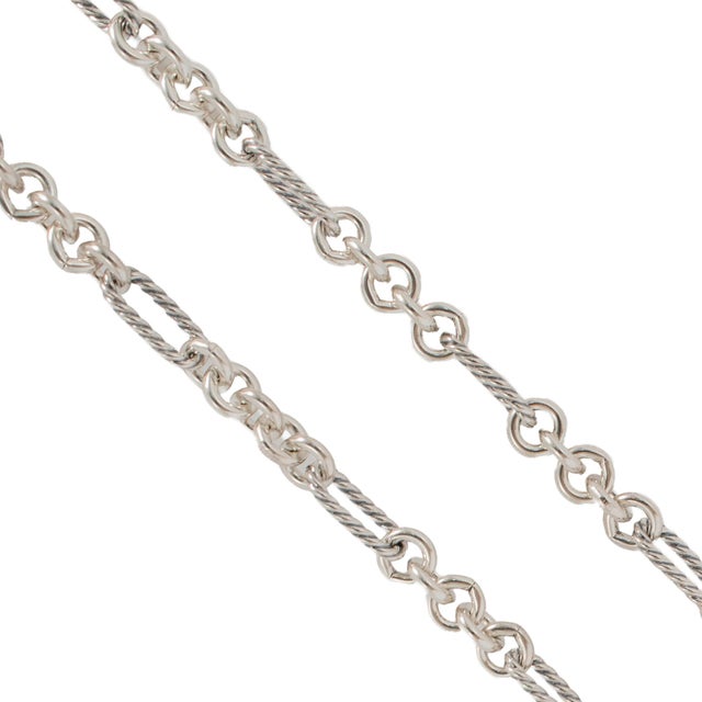 Early 21st Century David Yurman Sterling Silver 18k Gold Carnelian Cable Link Lariat Chain Necklace For Sale - Image 5 of 9