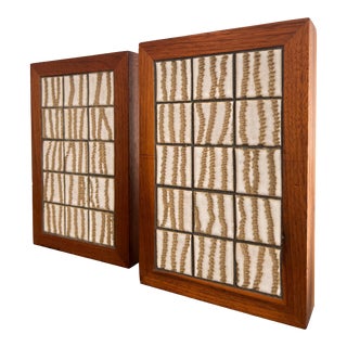 Jane and Gordon Martz Walnut and Ceramic Bookends- a Pair For Sale