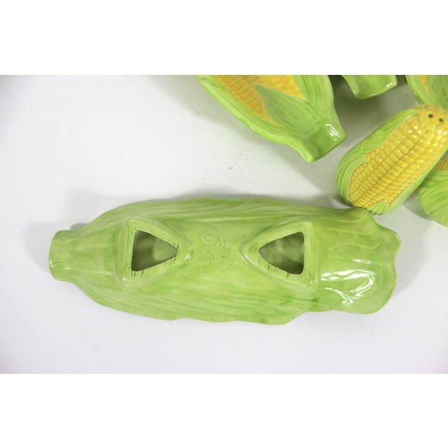 1970’s Vintage Ceramic Corn on the Cob Dishes With Salt and Pepper Shakers - 8 Pieces For Sale - Image 10 of 12