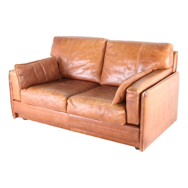 Vintage Two-Seater Sofa in Leather from Roche Bobois, 1970s For Sale
