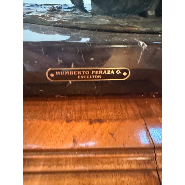 Mexican Late 20th Century Signed Humberto Peraza Bronze Bullfight Sculpture on Marble Base For Sale - Image 3 of 10