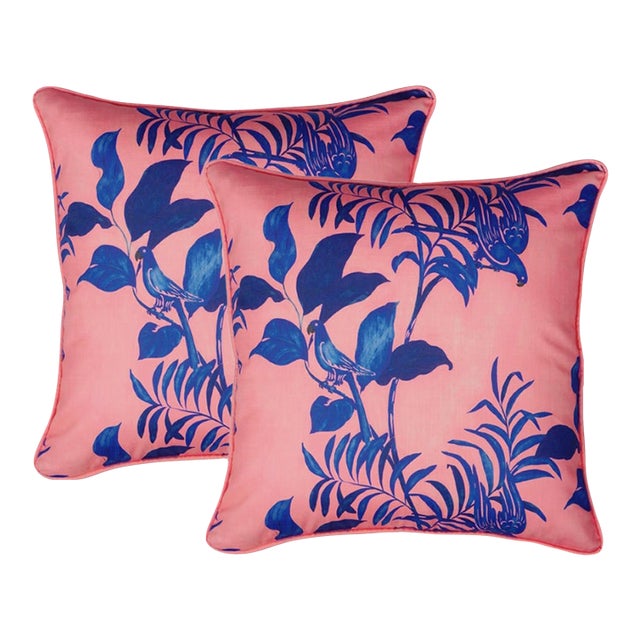 Paule Marrot Parrots Pillows, Pair For Sale