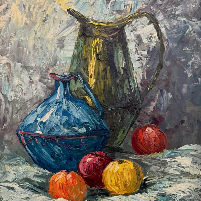 Mid-Century Modern Mid-Century European Impasto Still Life on Canvas by Dutch Artist William Stam For Sale - Image 3 of 16