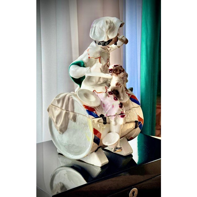 Large Antique German Figural Tobacco Jar Jester with Cat from Conta & Boehme, 1890s For Sale - Image 6 of 13