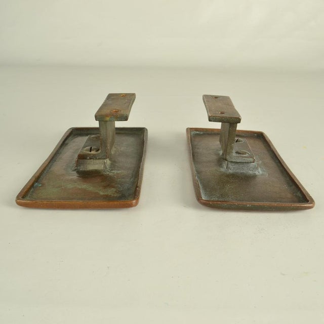 Brutalist Bronze Push Pull Door Handles and Letterbox with Dynamic Relief, 1970s, Set of 3 For Sale - Image 15 of 18