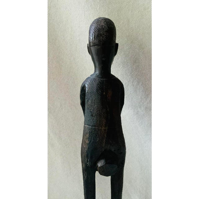 Vintage African Ebony Wood Drummer Figurine For Sale - Image 17 of 18