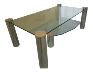 Large Glass and Nickel "Arctic Slab" Coffee Table by Yves Maxx