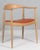 Hans J. Wegner armchair "The Chair" in soap treated oak. New upholstered with tan full grain leather. Model JH-503, made...