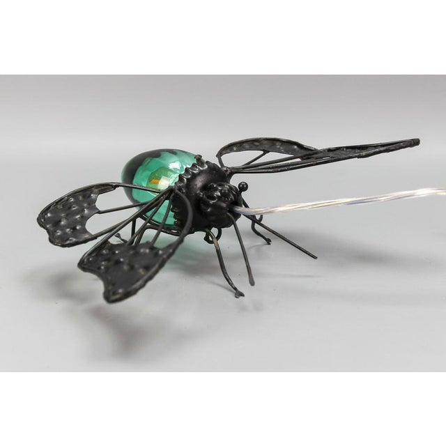 Metal Mid-Century Modern Metal and Green Murano Glass Wall Lamp Butterfly, Italy, 1960s For Sale - Image 7 of 18