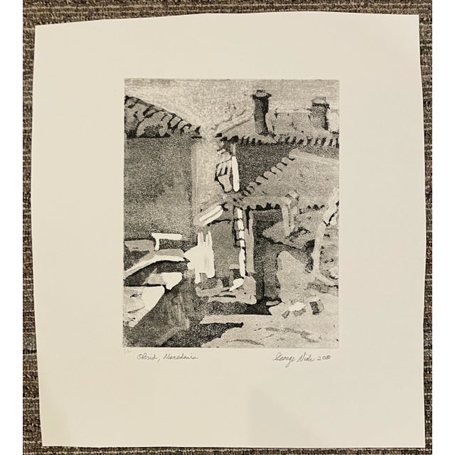 Etching which aquatint by Massachusetts artist George Nick (1927-2025) "Ohrid, Macedonia" pencil signed, titled, dated and...