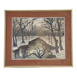 Loci, Winter, 1970s, Oil on Board, Framed For Sale