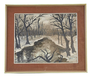 Loci, Winter, 1970s, Oil on Board, Framed