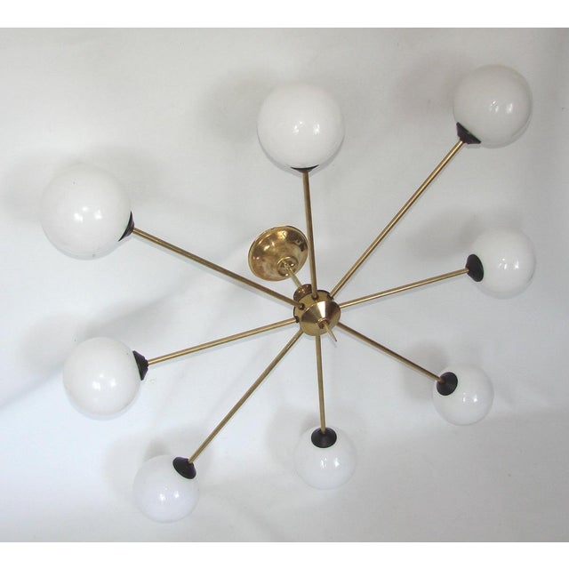 Brass, Metal and Glass Chandelier from Stilnovo, 1960s For Sale - Image 3 of 10